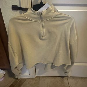 Quarter zip crop pullover sweater